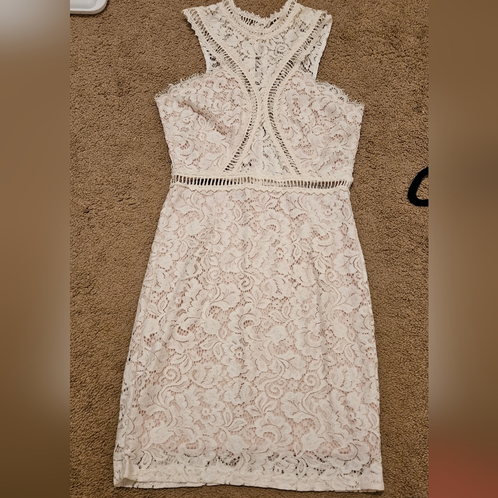 White lace dress- Soieblu for bridal shower etc